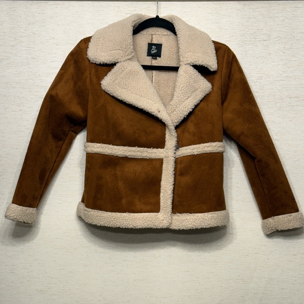 Art Class Brown and Cream Teddy Jacket